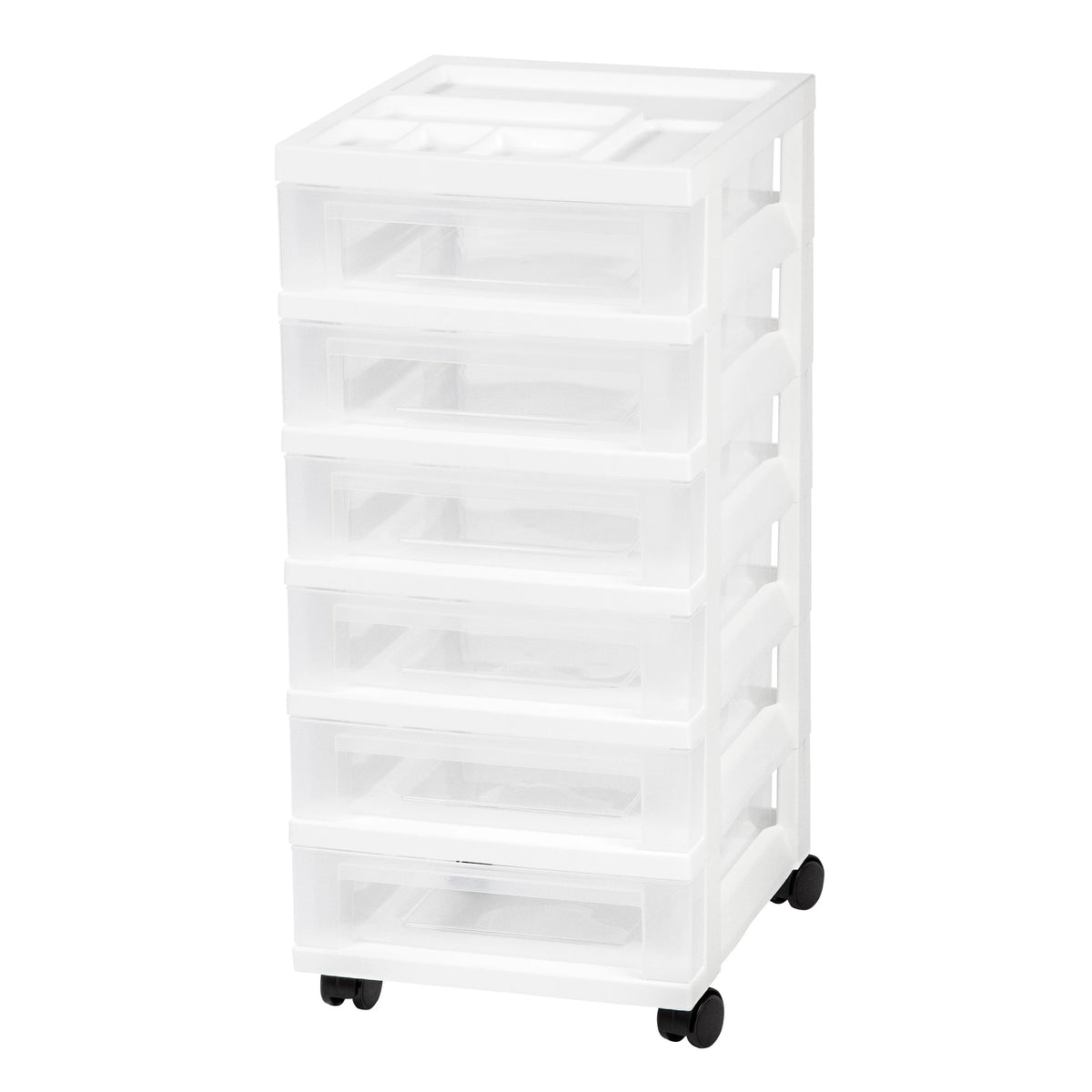 Storage Drawer Cart with Organizer Top - 6 Drawer | White