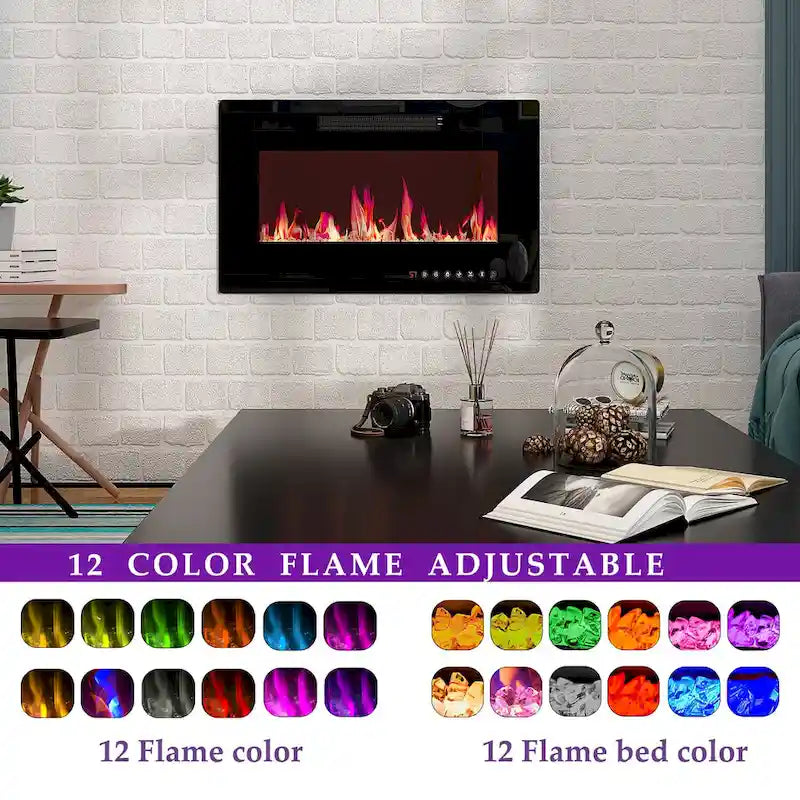 Electric Fireplace TV Stand Entertainment Center with LED Flame Effects and Remote Control