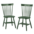 Set of 2 Spindle Back Dining Chairs Solid Rubberwood Farmhouse Style