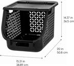 Laundry Basket Hamper, 40L - 3 Pack Stackable Plastic Clothes Sorter Bin with Lids | Off White