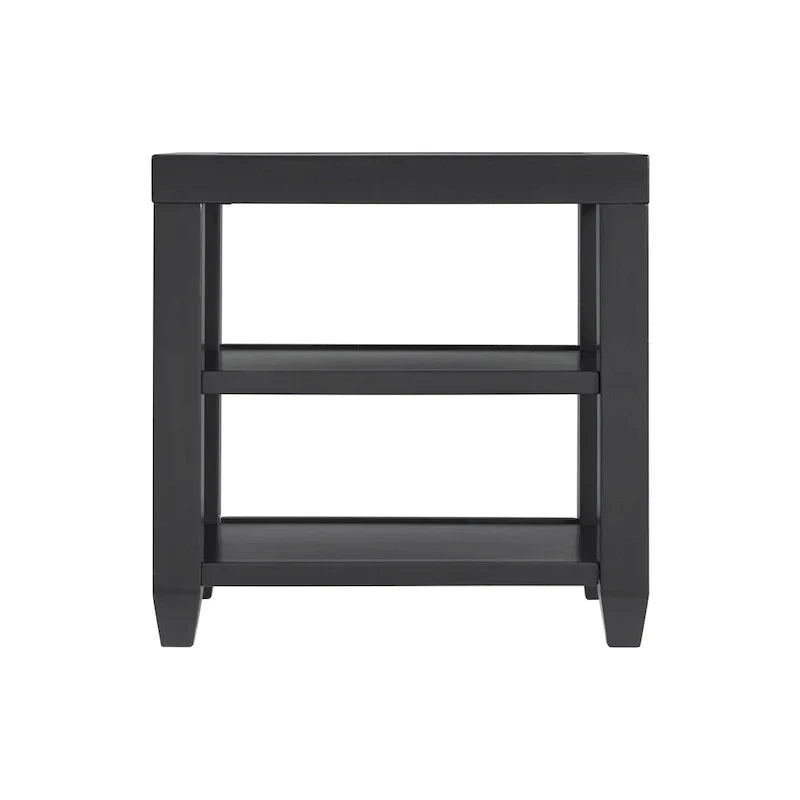 Cordero 16-Inch Wide Wood and Glass Top Chairside End Table with Shelf Storage