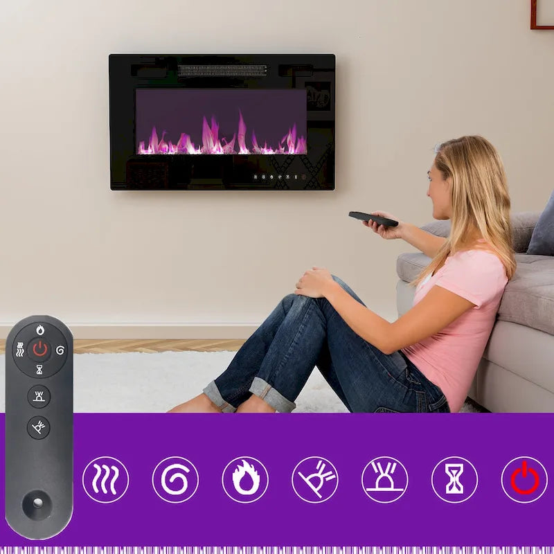 Electric Fireplace TV Stand Entertainment Center with LED Flame Effects and Remote Control