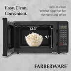 Farberware FMGZ09BKA 0.9 Cu. Ft. Microwave Oven, 900W, Digital Control, LED Display, 6 Cooking Presets, Black
