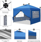 GDY 10x10 Pop Up Canopy Tent, Outdoor Canopy Tent, Patio Tent,Commercial Instant Gazebos,4 Sidewalls, Portable Shelter Canopies, with 4 sandbags, Blue.