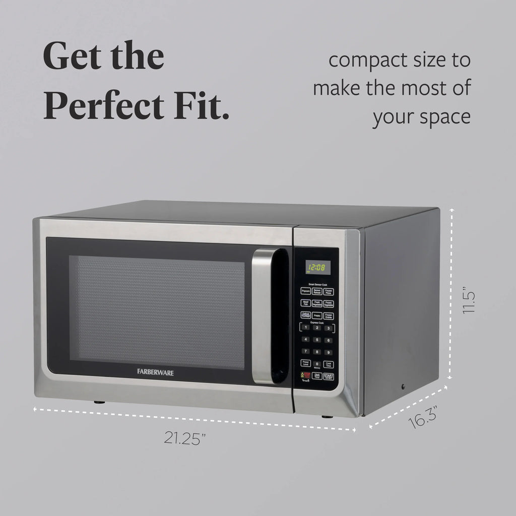 Farberware FMGZ09BKA 0.9 Cu. Ft. Microwave Oven, 900W, Digital Control, LED Display, 6 Cooking Presets, Black