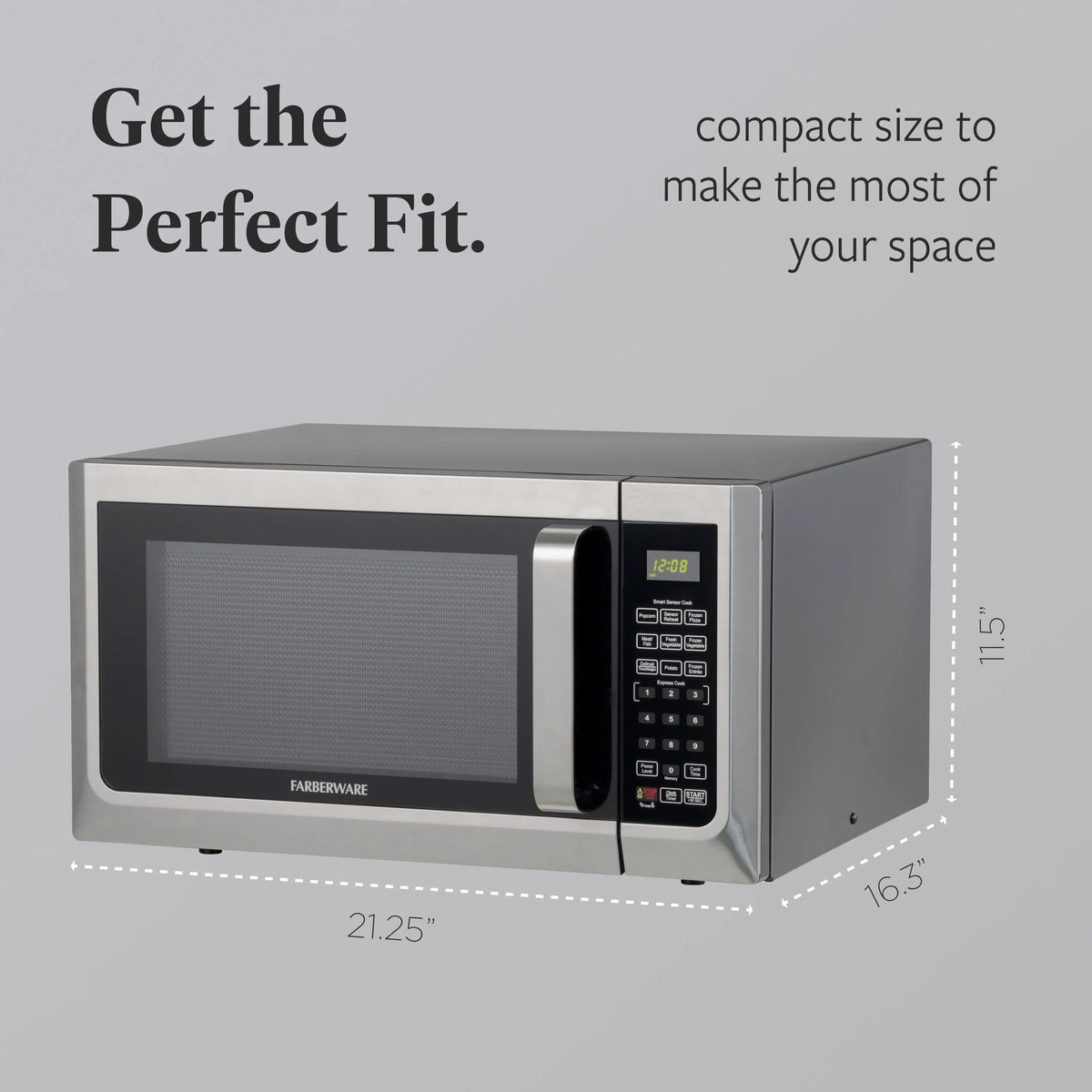 Farberware FMGZ09BKA 0.9 Cu. Ft. Microwave Oven, 900W, Digital Control, LED Display, 6 Cooking Presets, Black