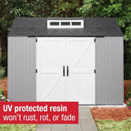 Rubbermaid Resin Outdoor Storage Shed With Floor Weather Resistant Gray Organization for Home