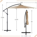 9.8FT Offset Patio Umbrella Hanging Cantilever Umbrella Outdoor Sun Shade with Easy Tilt Adjustment, 8 Ribs, UV Protection for Backyard, Lawn, Garden and Pool, Blue