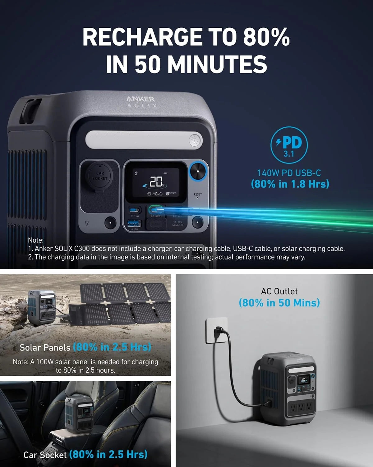 288Wh Portable Power Station - Model C300