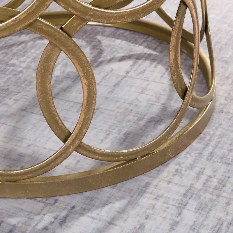 FirsTime & Co. Gilded Circles Iron Table - 16.75 x 16.75 x 22 in, American Design