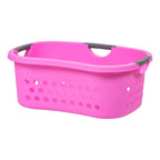 Hip Grip Laundry Basket – Large Pink Plastic Organizer with Comfort Handles, 3-Pack