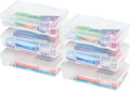 Pencil Case Plastic Pouch Box Storage Organizer for Beads, Pens, and Art Supplies, 6-Pack