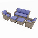 Ainfox 7 Pcs Outdoor Patio Furniture Sofa Set on Sale, Grey Rattan Grey Cushion