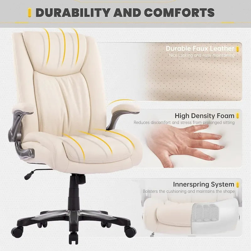 Ergonomic Office Chair with High Back Flip Up Armrests and Rolling Base