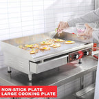 14 Inch Electric Griddle, Non-Stick Flat Top Grill Commercial Electric Countertop Griddles Stainless Steel Adjustable Temperature Control 90F-575F for Home or Restaurant Use