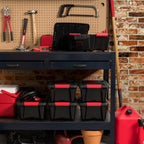 12 Quart Stack & Pull Box, Black & Red, Set of 6