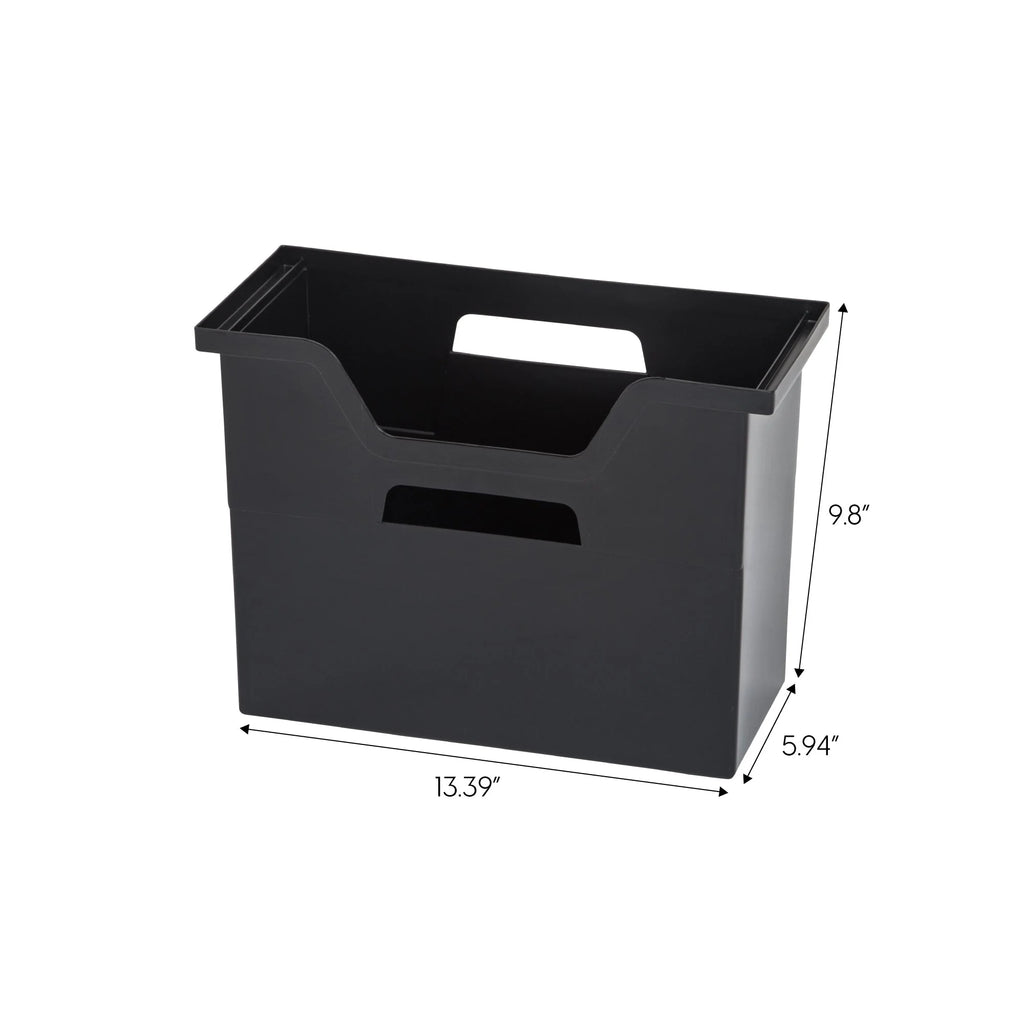 Open Storage Basket, File Organizer, Medium, Black, 6 Pack