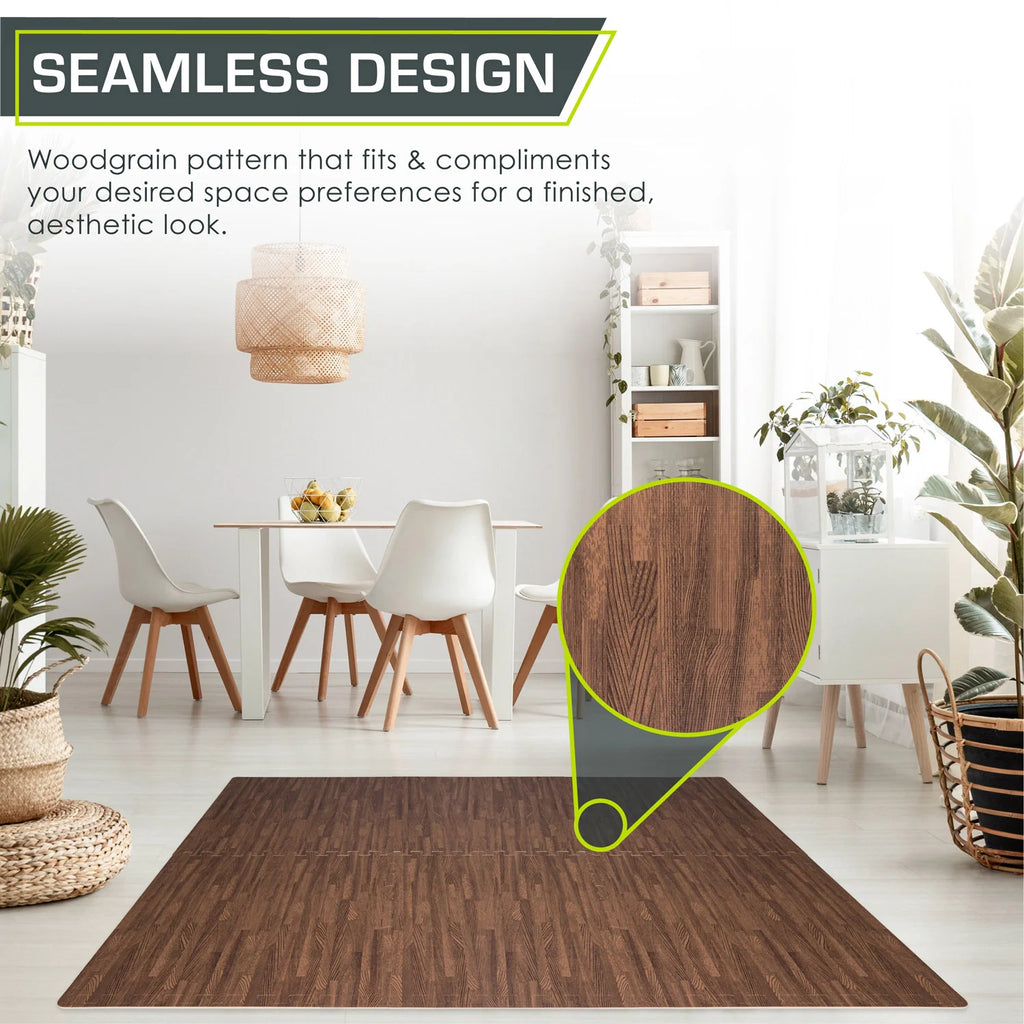 Wood Grain Puzzle Mat 1/2-in, 24 Sq Ft | Dark Oak