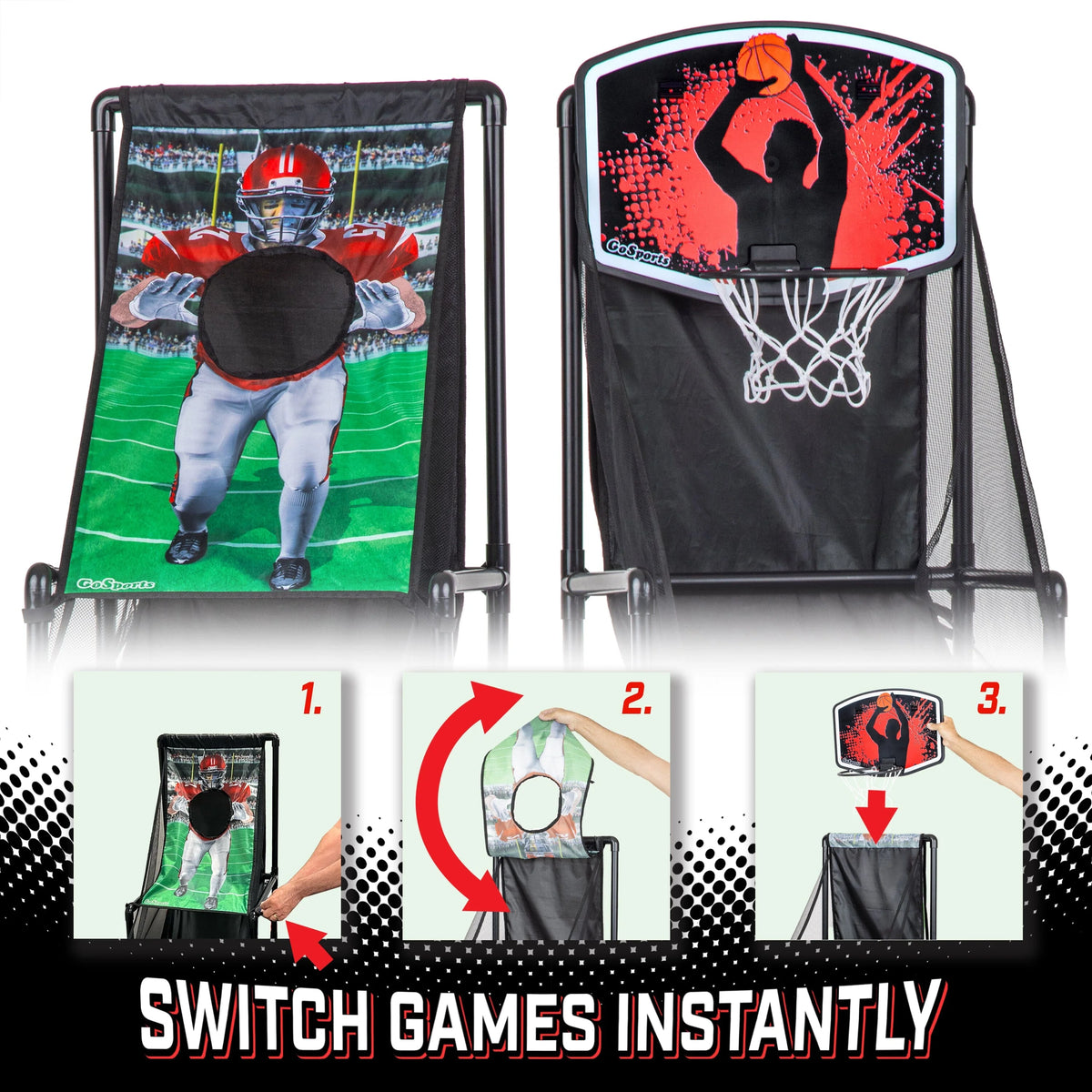 2-in-1 Basketball & Football Toss Arcade