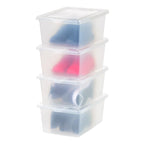 14.5 Quart Plastic Storage Bin Tote Organizing Container with Latching Lid for Shoes, Heels, Art Supplies, Stackable and Nestable, 4 Pack, Clear
