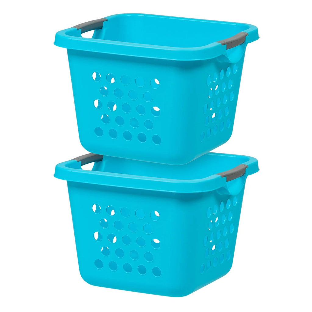Square Laundry Basket – Tall Teal Organizer for Closet, Dorm, or Bedroom, Medium Size, 2-Pack