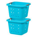 Square Laundry Basket – Tall Teal Organizer for Closet, Dorm, or Bedroom, Medium Size, 2-Pack