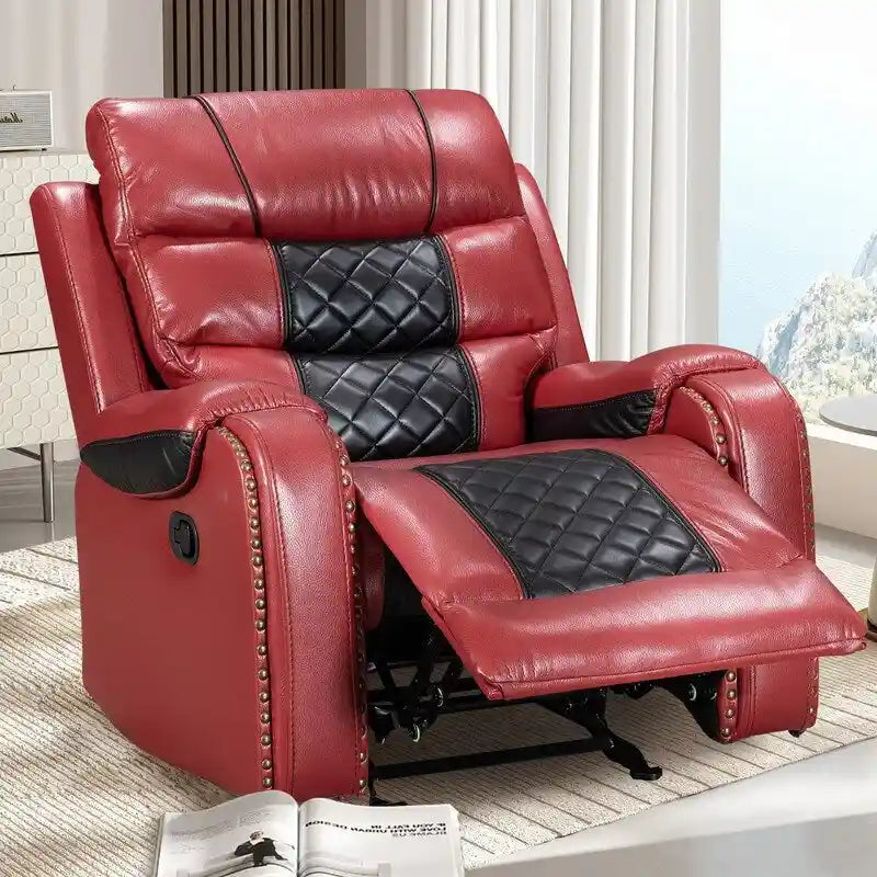 Spacious Faux Leather American-Style Recliner Chair for Living Room