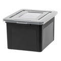 Letter & Legal Size Plastic Storage Bin Tote Organizing File Box with Durable and Secure Latching Lid, Stackable and Nestable, Black,580077