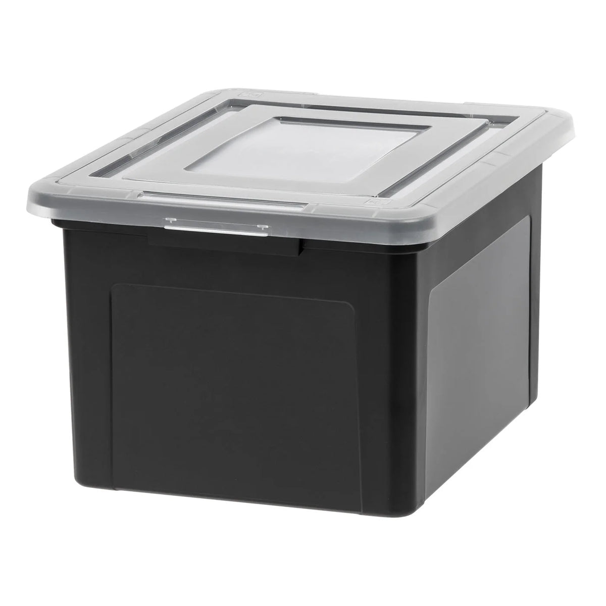 Letter & Legal Size Plastic Storage Bin Tote Organizing File Box with Durable and Secure Latching Lid, Stackable and Nestable, Black,580077