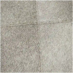 Gray Leather Patchwork Living Room Stool with Silver Metal Base - Roche River Decor
