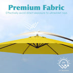 JUSTLET 10ft Heavy Duty Patio Hanging Offset Cantilever Patio Umbrella W/ 4-Piece Base Included Included, Beige