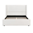 Isabella Queen White Upholstered Bed with Tall Wingback Headboard by Christopher Knight Home