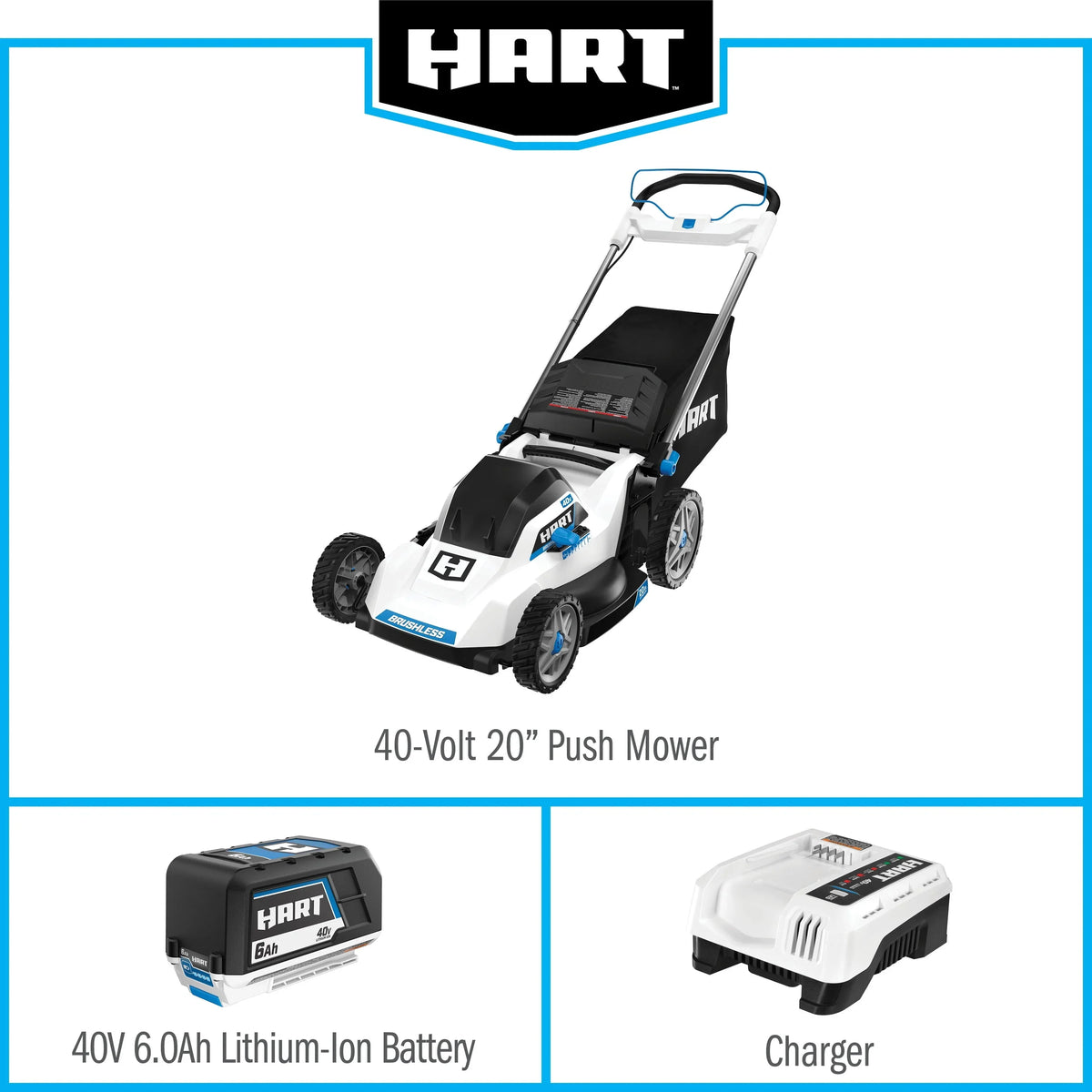 Restored Premium HART 40-Volt Cordless 20-Inch Push Mower (1) 6.0 Ah Lithium Ion Battery (Refurbished)