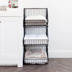 Modular Wire Stacking Storage Basket, Black