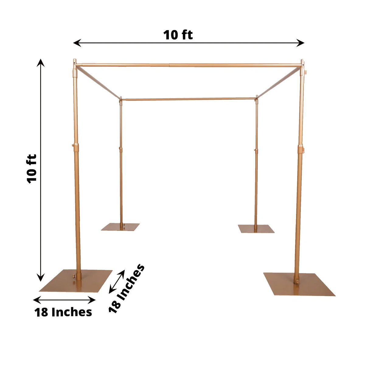 Efavormart 10ft | 4 Post Gold Metal DIY Photography Backdrop Stand, Wedding Arch Canopy Tent