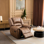 CANMOV Leather Recliner Chair, Classic and Traditional Manual Recliner Chair with Comfortable Arms and Back Single Sofa for Living Room, Nut Brown