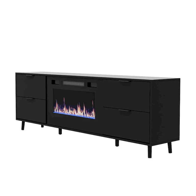 Electric Fireplace TV Stand Entertainment Center with LED Flame Effects and Remote Control