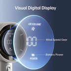 Portable Handheld Fan,Speed(1-100) Adjustable Turbo Mini Fan,5000mAh Battery Rechargeable Personal Fan with Metal Body,Digital Display,Gifts for Women Men Travel/Camping/Outdoor-Grey