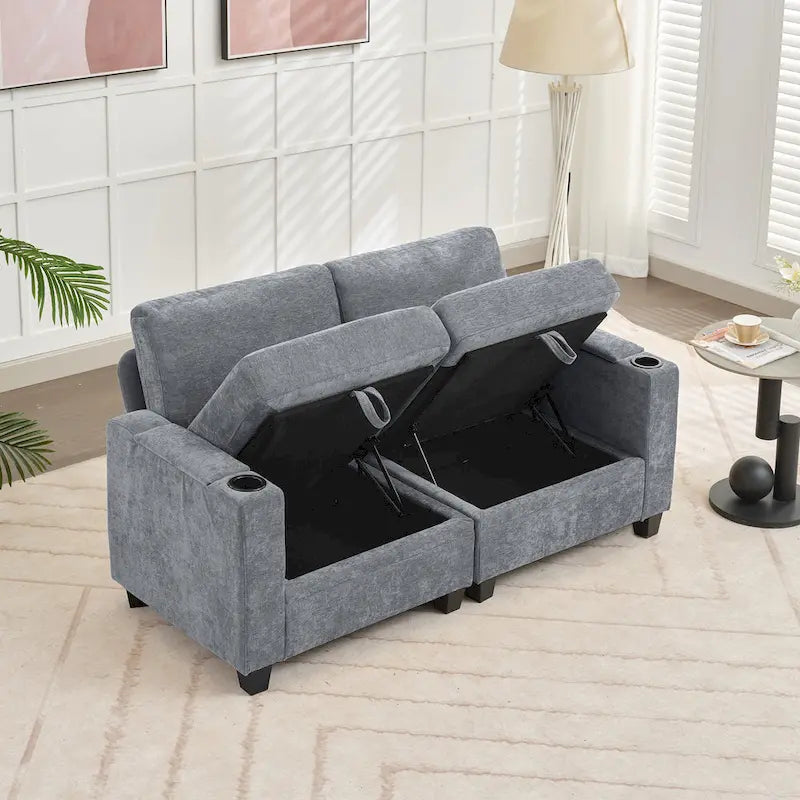 Versatile Chenille Storage Loveseat Sofa