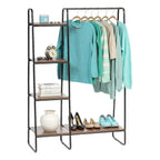 Metal Garment Rack with Wood Shelf - 5 Shelf | Black