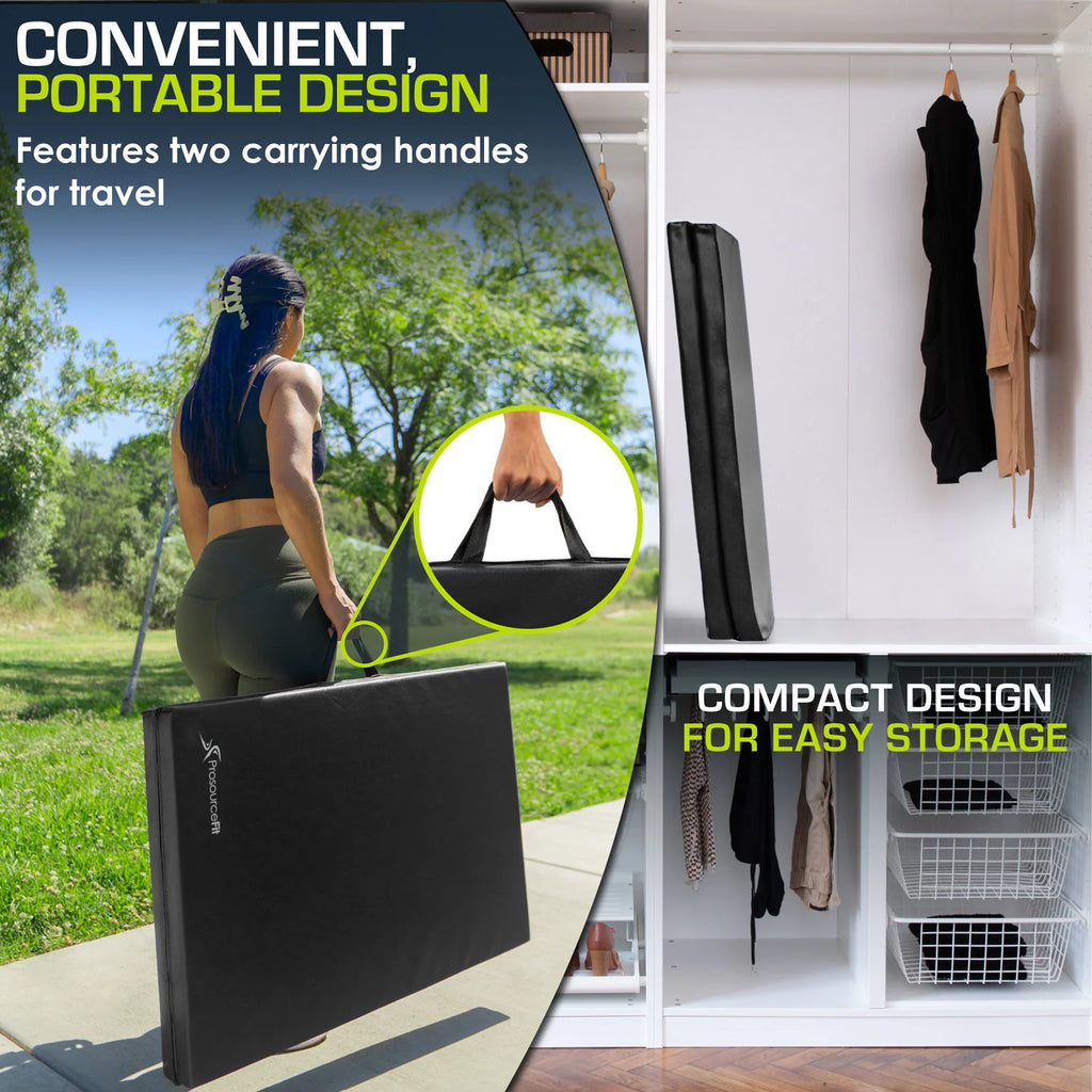 Bi-Fold Folding Exercise Mat | Black