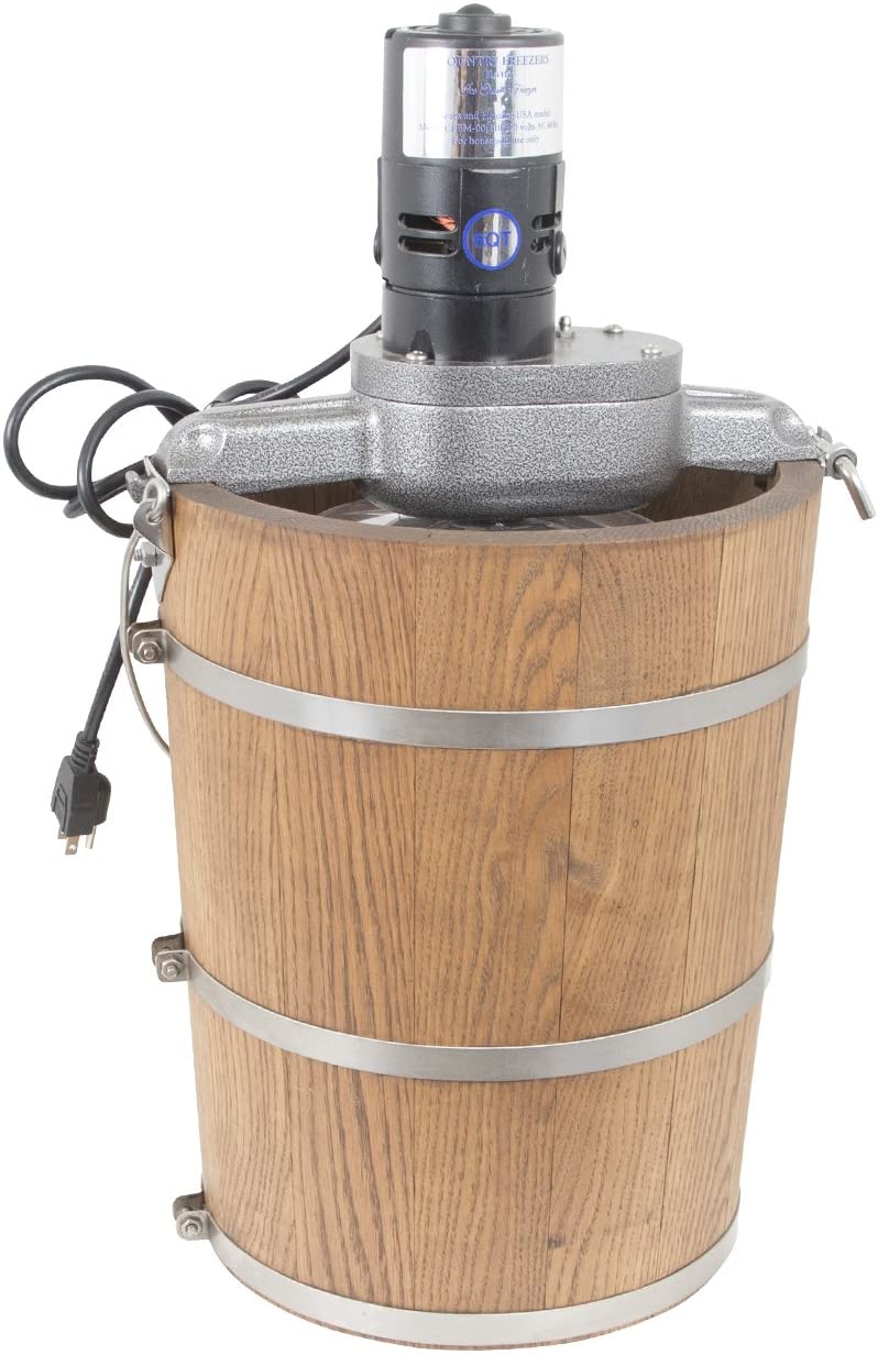 6 Qt Electric Ice Cream Maker with Wooden Tub – Country Style Classic Freezer, 2.5 AMP Motor, Stainless Steel Canister