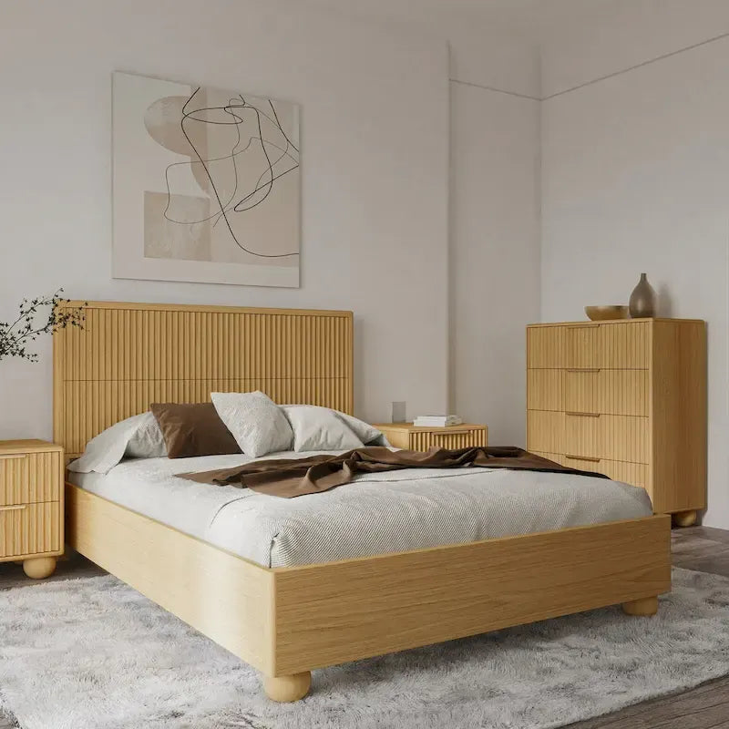 Modrest Winters Contemporary Natural Oak Bed