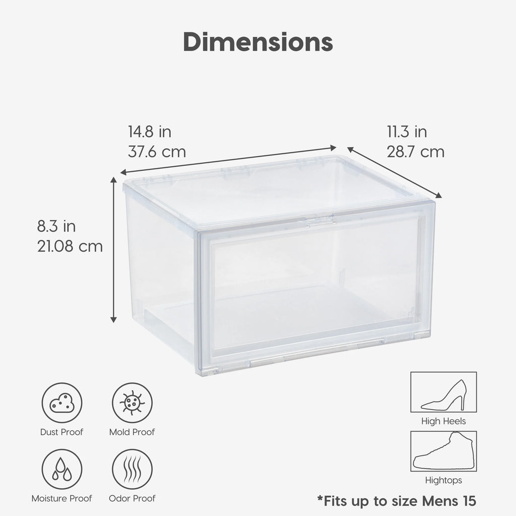 Stackable Shoe Display Box with Flip Down Door 6 Pack