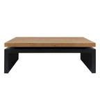 Versatile 2-Tier Coffee Table in Black and Natural Wood for Living Room