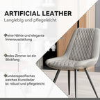 Set of 2 Leather Dining Chairs with Metal Legs
