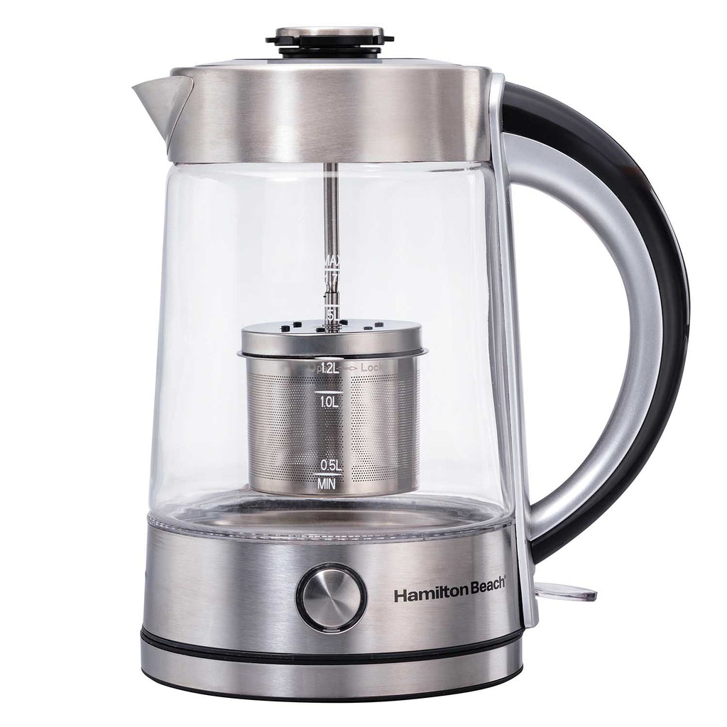 Hamilton Beach 1.7 Liter Electric Glass Kettle with Tea Steeper