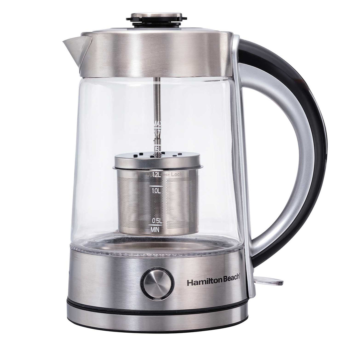 Hamilton Beach 1.7 Liter Electric Glass Kettle with Tea Steeper