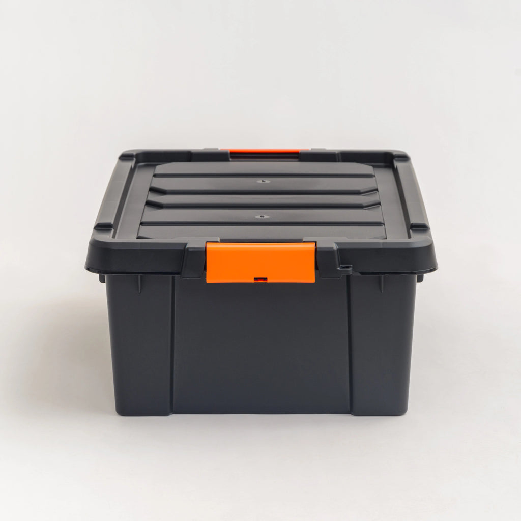 47 Quart Heavy Duty Plastic Storage Box, Black Pack of 4