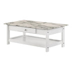 Denhour DH BASIC 4-Piece Open-Shelf Coffee Table Set with Drawer in Transitional Rubberwood